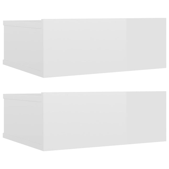 Comodini Pensili 2pz Bianco Lucido 40x30x15cm Legno Multistrato