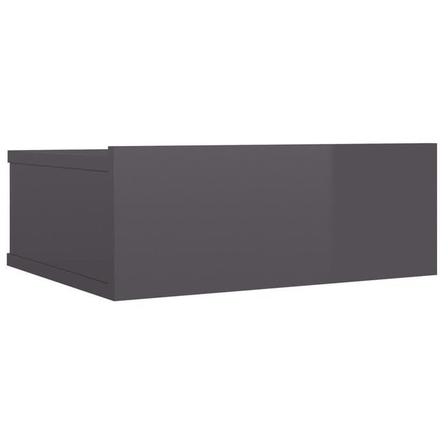 Comodino Pensile Grigio Lucido 40x30x15 cm in Legno Multistrato