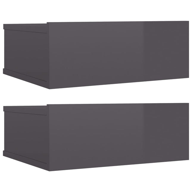 Comodini Pensili 2pz Grigio Lucido 40x30x15cm Legno Multistrato
