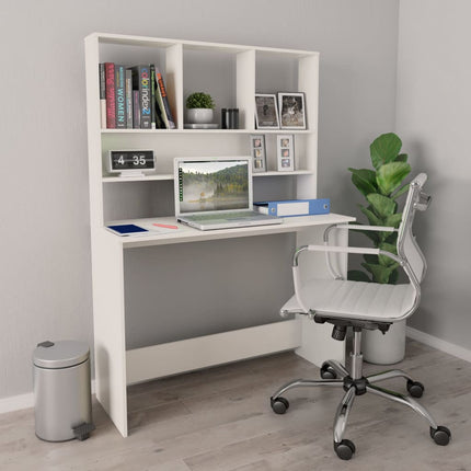 Scrivania con Mensole Bianca 110x45x157 cm in Legno Multistrato