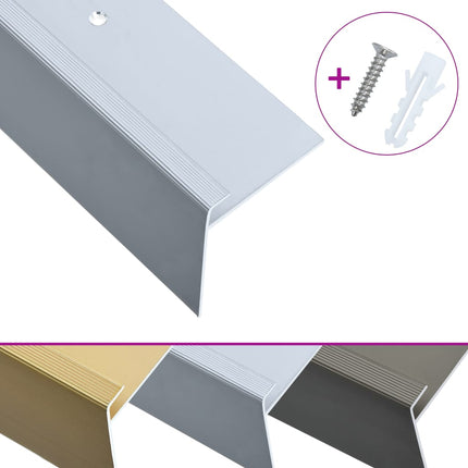 Profili a F per Gradini 15 pz in Alluminio 100 cm Argento