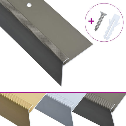 Profili a F per Gradini 15 pz in Alluminio 90 cm Marrone
