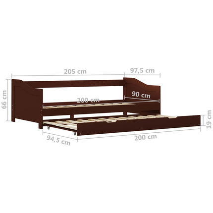 Dormeuse Estraibile senza Materasso Marrone Scuro 90x200 cm