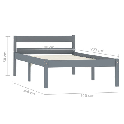 Giroletto senza Materasso Grigio 100x200 cm in Legno di Pino