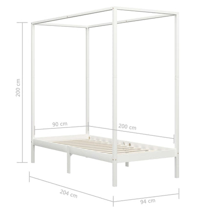 Giroletto con Baldacchino senza Materasso Bianco Pino 90x200 cm