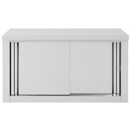 Armadio da Cucina con Ante Scorrevoli 90x40x50cm Acciaio Inox