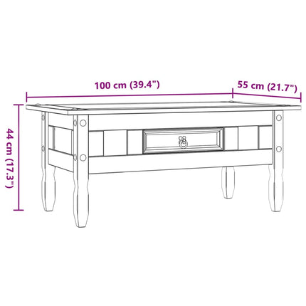 Tavolino Caffé Pino Messicano Corona Range Grigio 100x55x44 cm