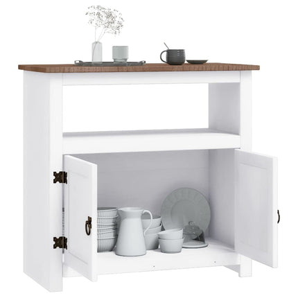 Mobile Porta TV Legno Pino Messicano Corona Bianco 80x43x78 cm