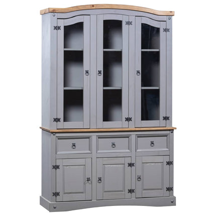 Credenza con Vetrina in Pino Messicano Corona Range Grigio