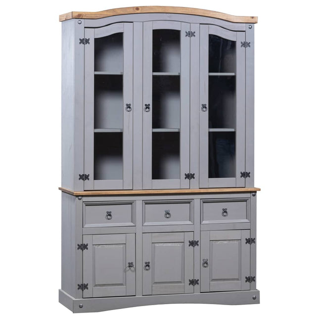 Credenza con Vetrina in Pino Messicano Corona Range Grigio