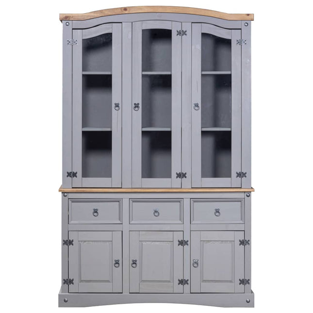 Credenza con Vetrina in Pino Messicano Corona Range Grigio