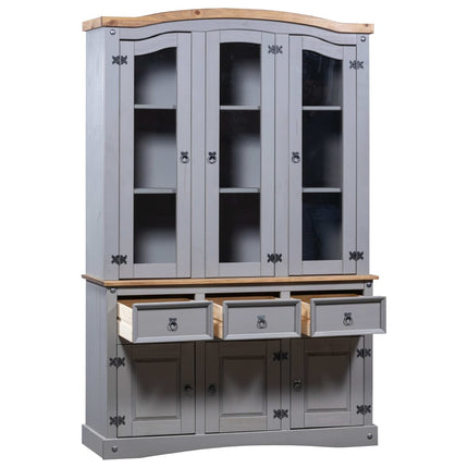 Credenza con Vetrina in Pino Messicano Corona Range Grigio