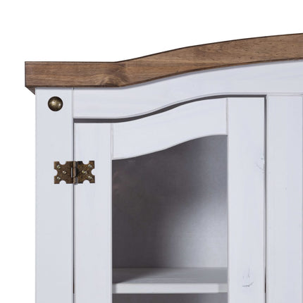 Credenza con Vetrina in Pino Messicano Corona Range Bianco