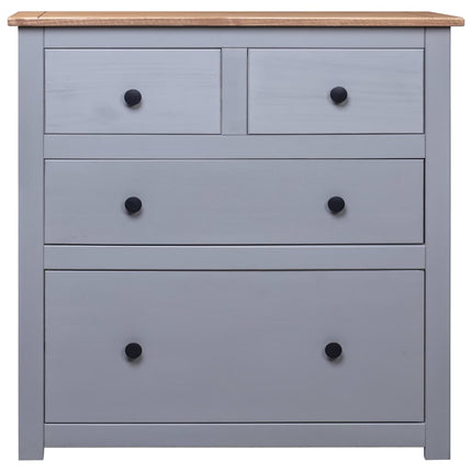 Credenza Grigia 80x40x83 cm in Legno Massello di Pino Panama