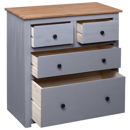 Credenza Grigia 80x40x83 cm in Legno Massello di Pino Panama