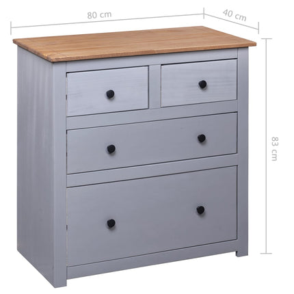 Credenza Grigia 80x40x83 cm in Legno Massello di Pino Panama
