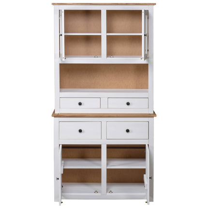 Credenza Bianca 93x40,5x180 cm in Legno Massello di Pino Panama
