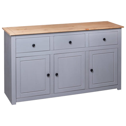 Credenza Grigia 135x40x80 cm in Legno Massello di Pino Panama
