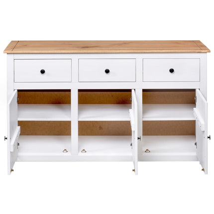 Credenza Bianca 135x40x80 cm in Legno Massello di Pino Panama