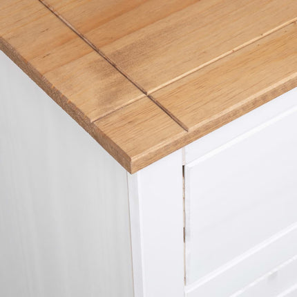 Credenza Bianca 135x40x80 cm in Legno Massello di Pino Panama