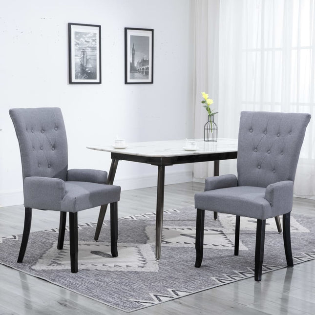 Sedie da Pranzo con Braccioli 2 pz Grigio Chiaro in Tessuto