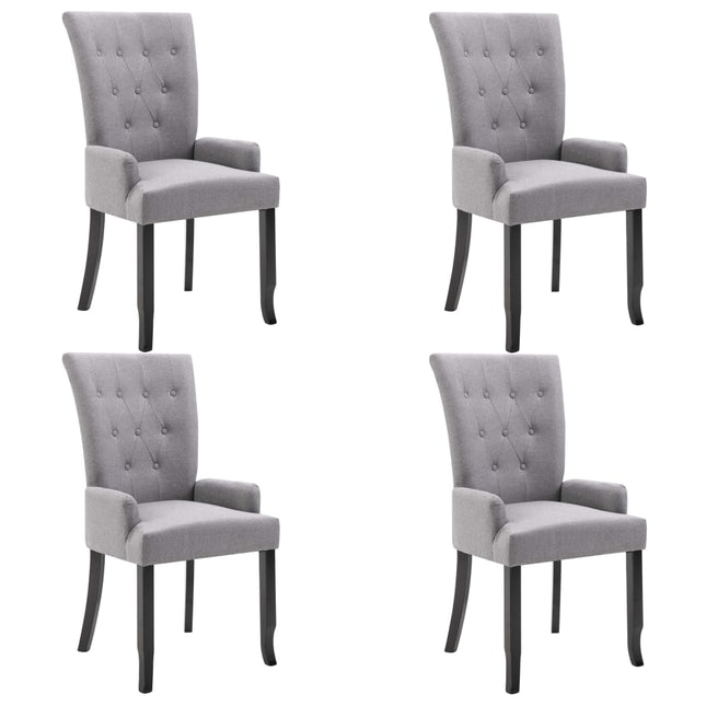 Sedie da Pranzo con Braccioli 4 pz Grigio Chiaro in Tessuto