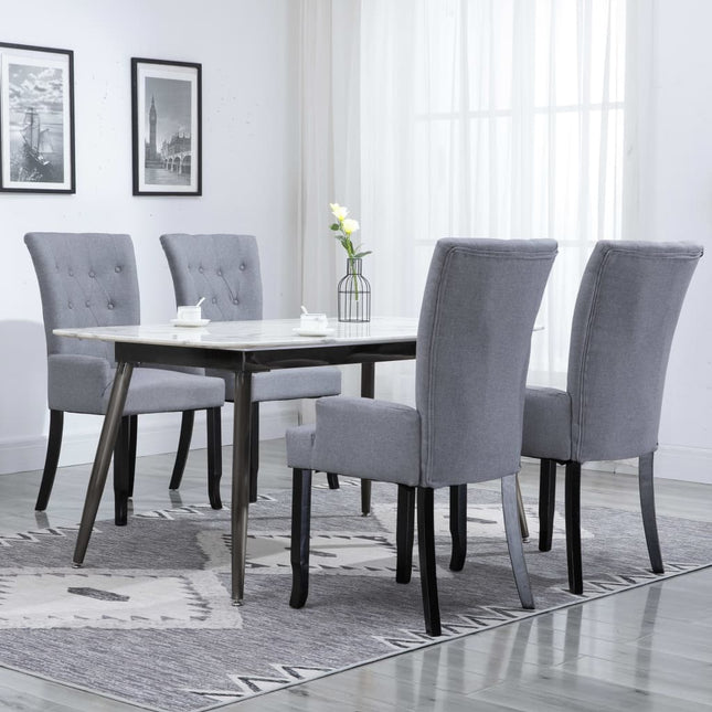 Sedie da Pranzo con Braccioli 4 pz Grigio Chiaro in Tessuto