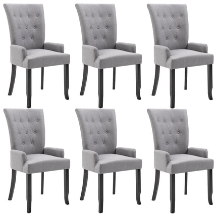 Sedie da Pranzo con Braccioli 6 pz Grigio Chiaro in Tessuto