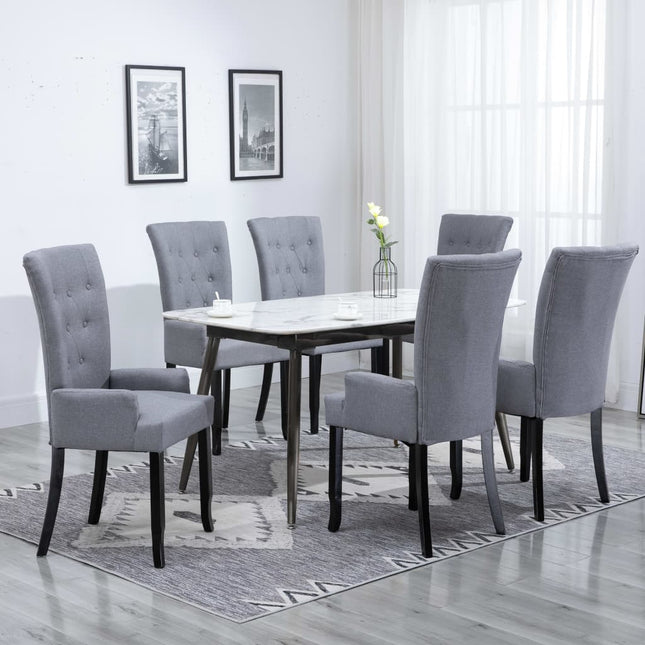 Sedie da Pranzo con Braccioli 6 pz Grigio Chiaro in Tessuto