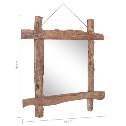 Specchio con Tronchi Naturale 70x70 cm in Teak di Recupero
