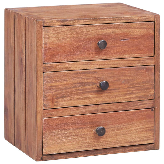 Comodino con 3 Cassetti 35x25x35 cm Legno Massello di Mogano