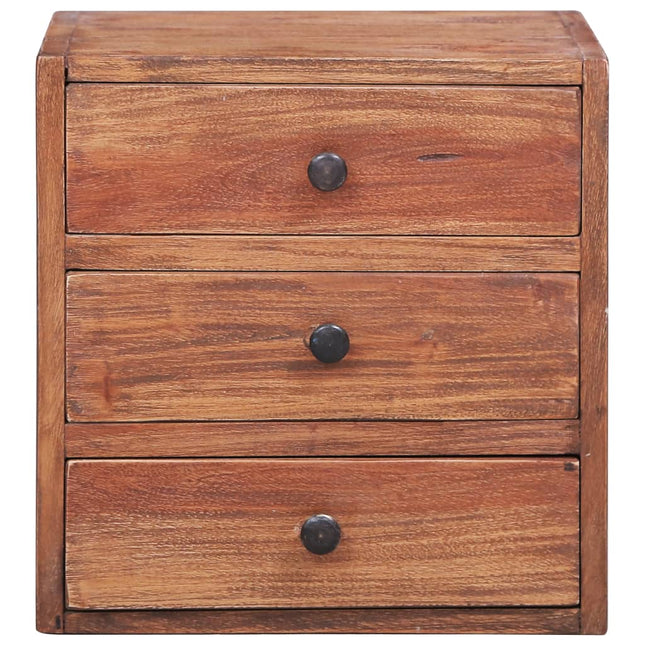 Comodino con 3 Cassetti 35x25x35 cm Legno Massello di Mogano