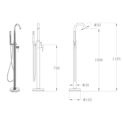 Rubinetteria a Colonna per Vasca da Bagno Acciaio Inox 118,5 cm