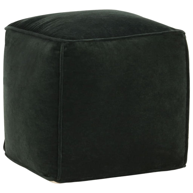 Pouf in Velluto di Cotone 40x40x40 cm Verde Foresta