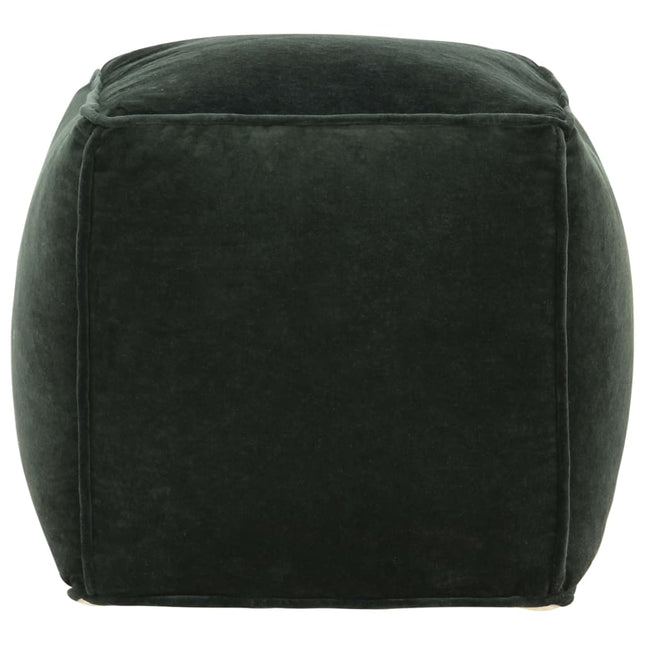 Pouf in Velluto di Cotone 40x40x40 cm Verde Foresta