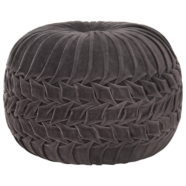 Pouf in Velluto di Cotone Design Fumé 40x30 cm Antracite