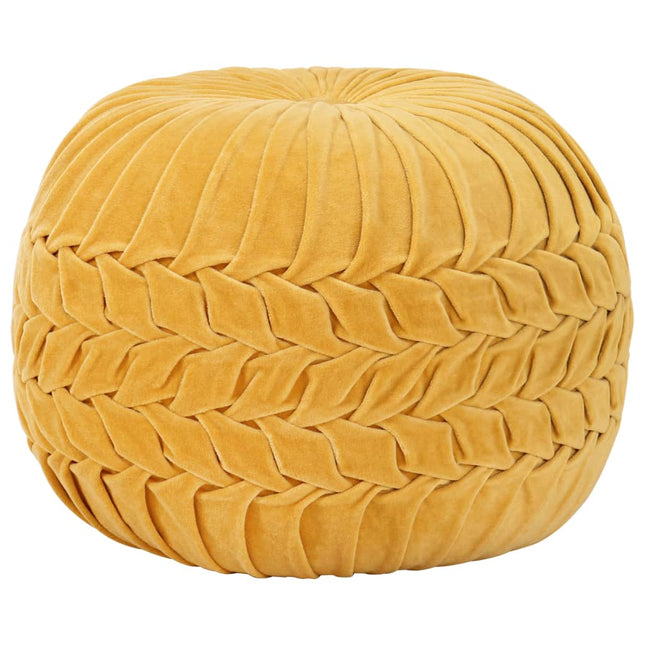 Pouf in Velluto di Cotone Design Fumé 40x30 cm Giallo