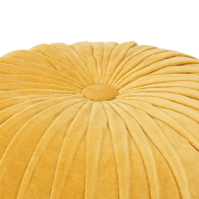 Pouf in Velluto di Cotone Design Fumé 40x30 cm Giallo