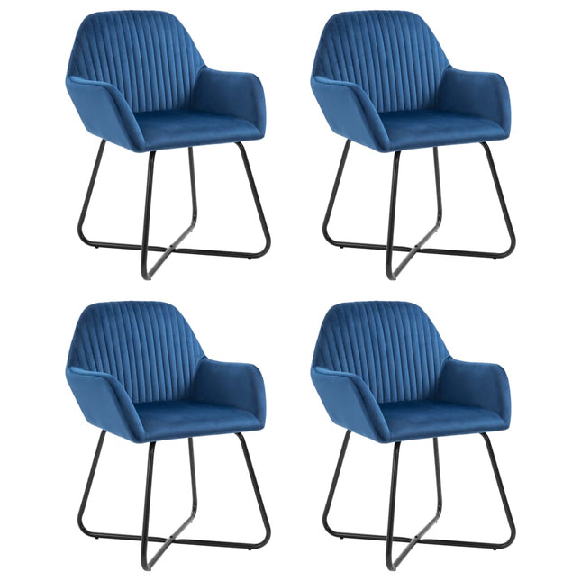 Sedie da Pranzo 4 pz Blu in Velluto