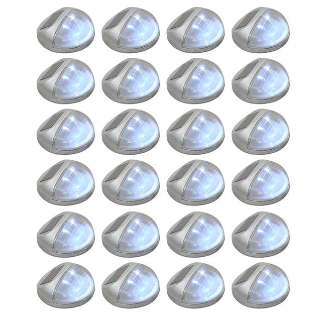 Lampade Solari da Parete da Esterno a LED 24 pz Rotonde Argento
