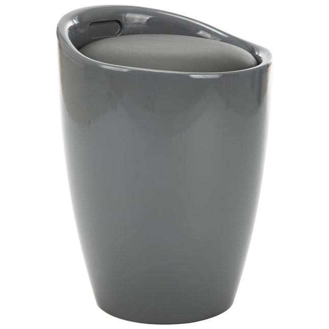 Sgabello con Contenitore Grigio in Similpelle