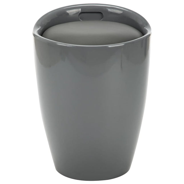 Sgabello con Contenitore Grigio in Similpelle