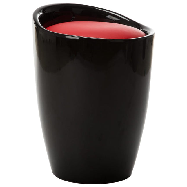 Sgabello con Contenitore Nero e Rosso in Similpelle