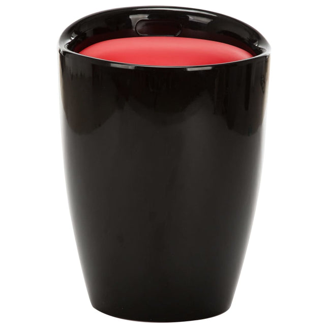 Sgabello con Contenitore Nero e Rosso in Similpelle