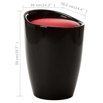Sgabello con Contenitore Nero e Rosso in Similpelle