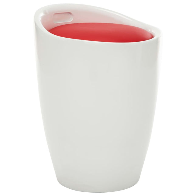 Sgabello con Contenitore Bianco e Rosso Vino Similpelle
