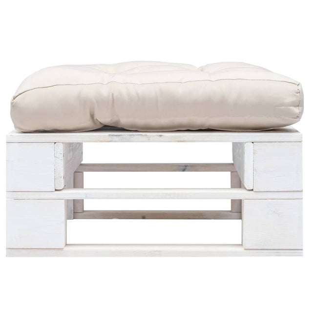Ottomana Pallet da Giardino con Cuscino Bianco Sabbia in Legno
