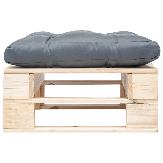 Ottomana Pallet da Giardino con Cuscino Grigio Legno Naturale