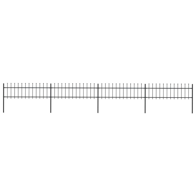 Recinzione da Giardino con Punta a Lancia Acciaio 6,8x0,6m Nera
