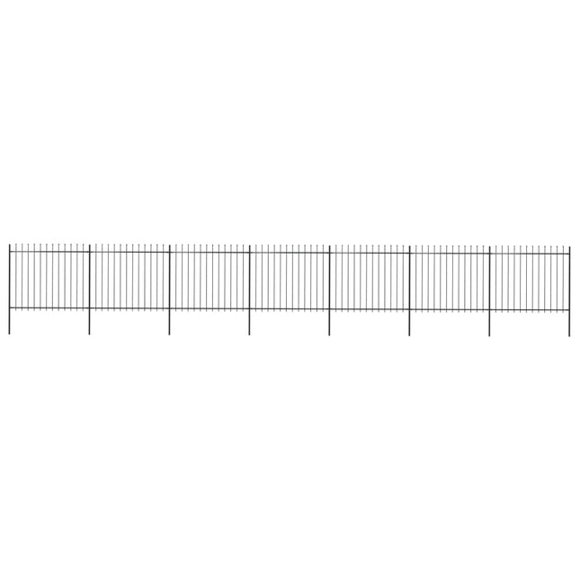 Recinzione Giardino con Punta a Lancia Acciaio 11,9x1,5m Nera